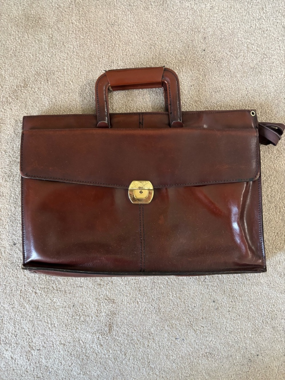 Vintage Stradellina Brown Leather Briefcase Genuine Leather